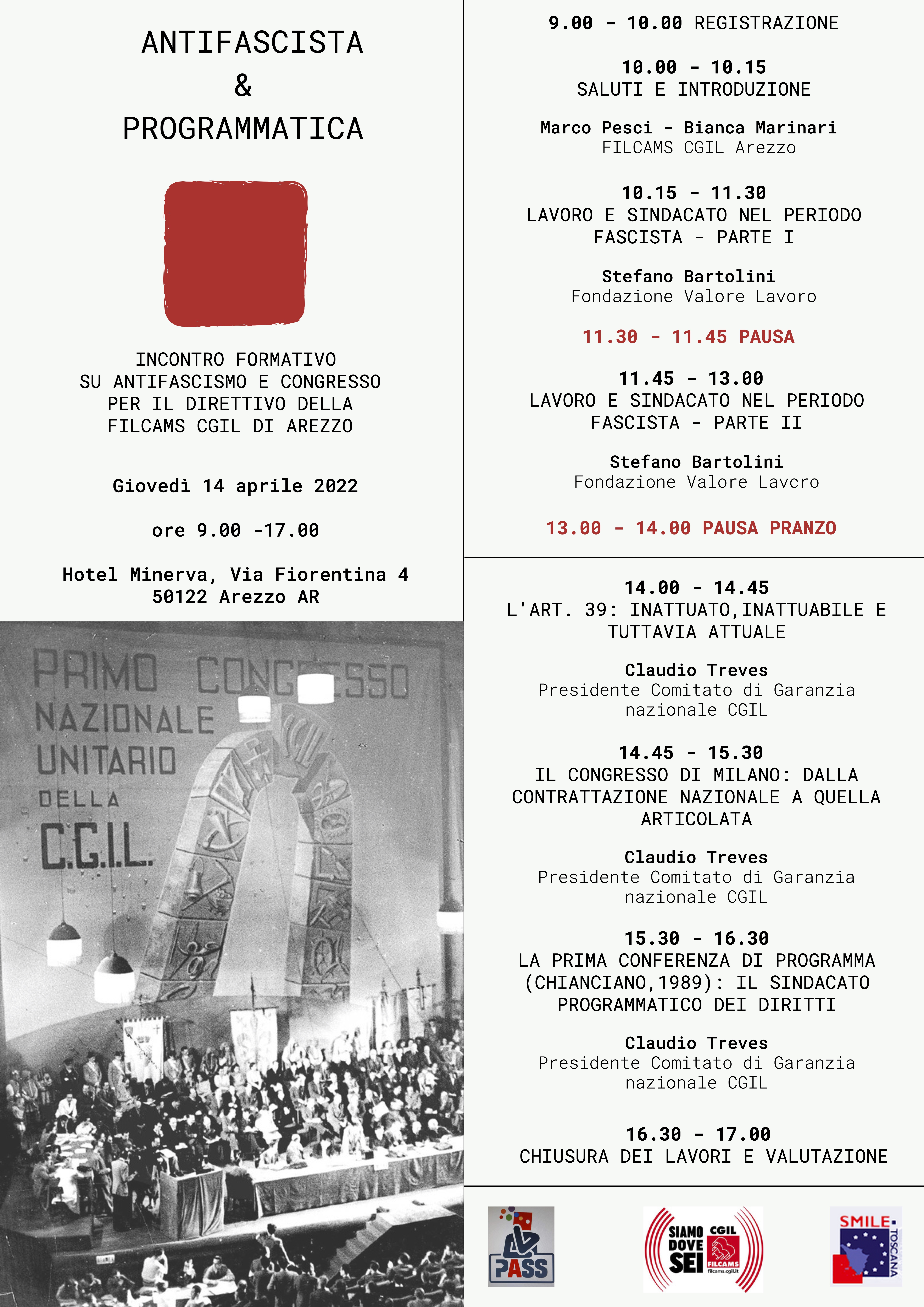 Volantino-Programma corso antifascismo e congresso Direttivo Filcams Arezzo (1)